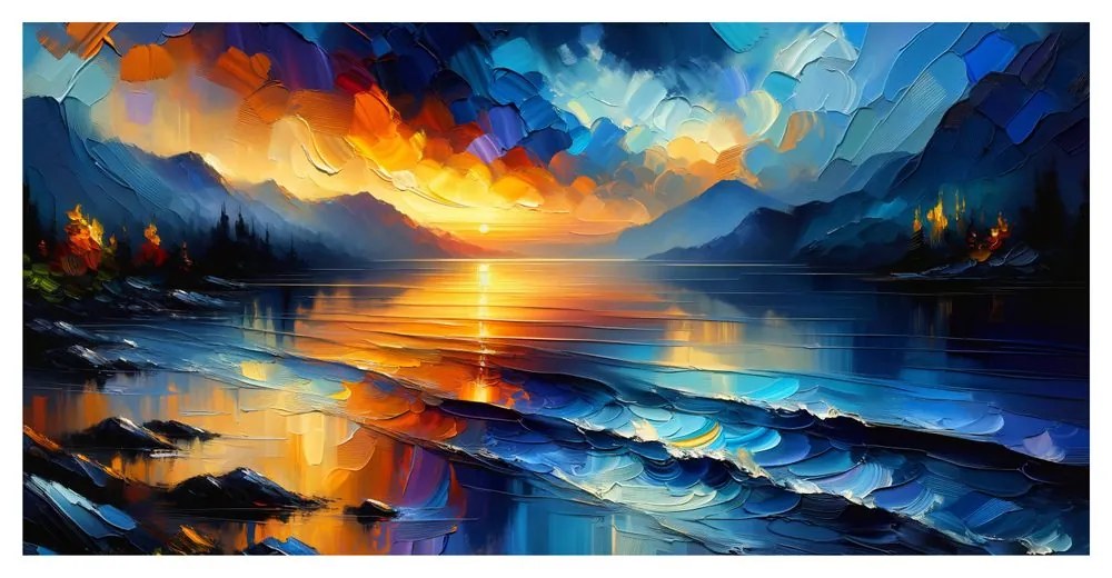 Tablou simfonie colorată pe lac