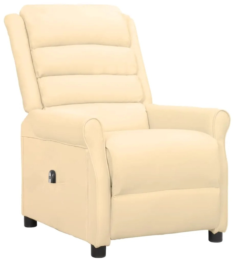 3098467 vidaXL Fotoliu rabatabil electric, crem, piele ecologică
