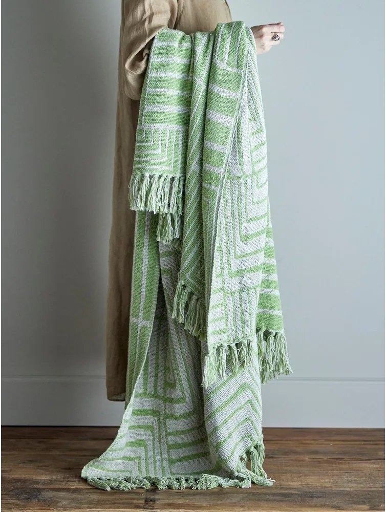 Pătură verde din amestec de bumbac 130x155 cm Velva – Bloomingville