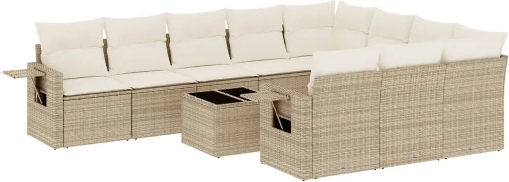 vidaXL Set canapele de grădină cu perne, 11 piese, bej, poliratan