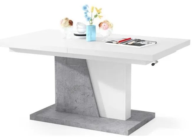 Măsuță de cafea pliabilă cu blat rabatabil NINO alb/gri