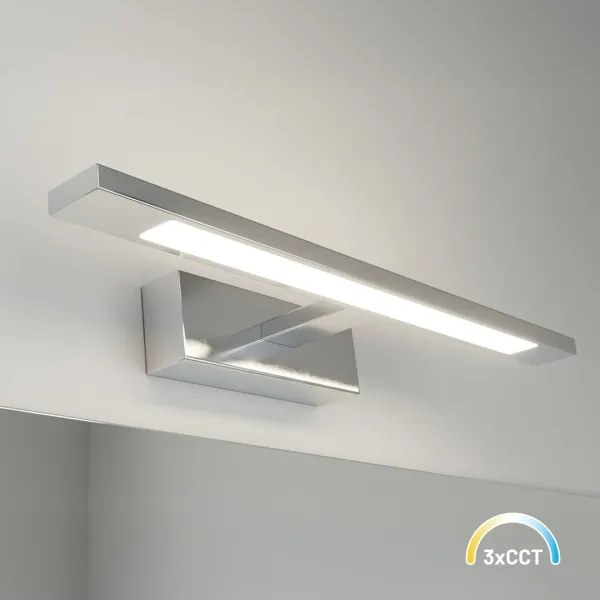 Aplica LED pentru oglindă de baie KLIMT, 8W, 230V, 3000/4000/6000K, 40 cm, IP44, crom lucios