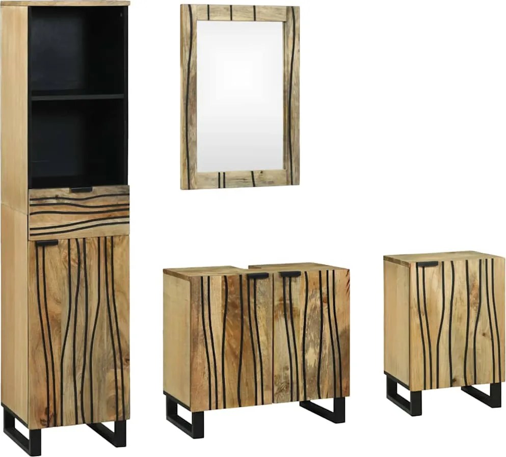 vidaXL Set de mobilier pentru baie cu sertar 4 pcs Maro Lemn compozit