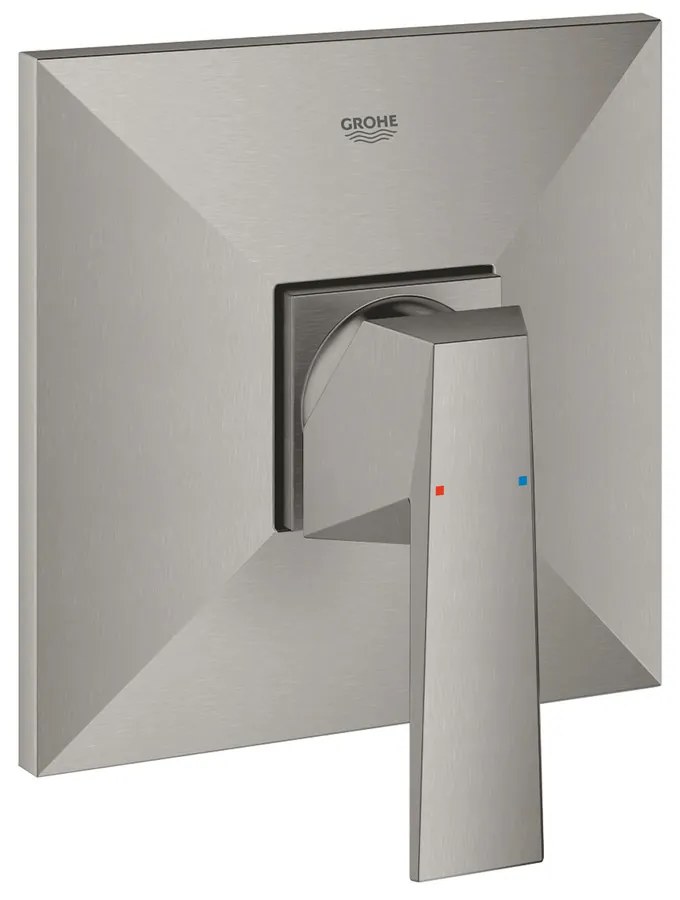 Baterie dus incastrata Grohe Allure Brilliant crom periat Supersteel fara corp ingropat