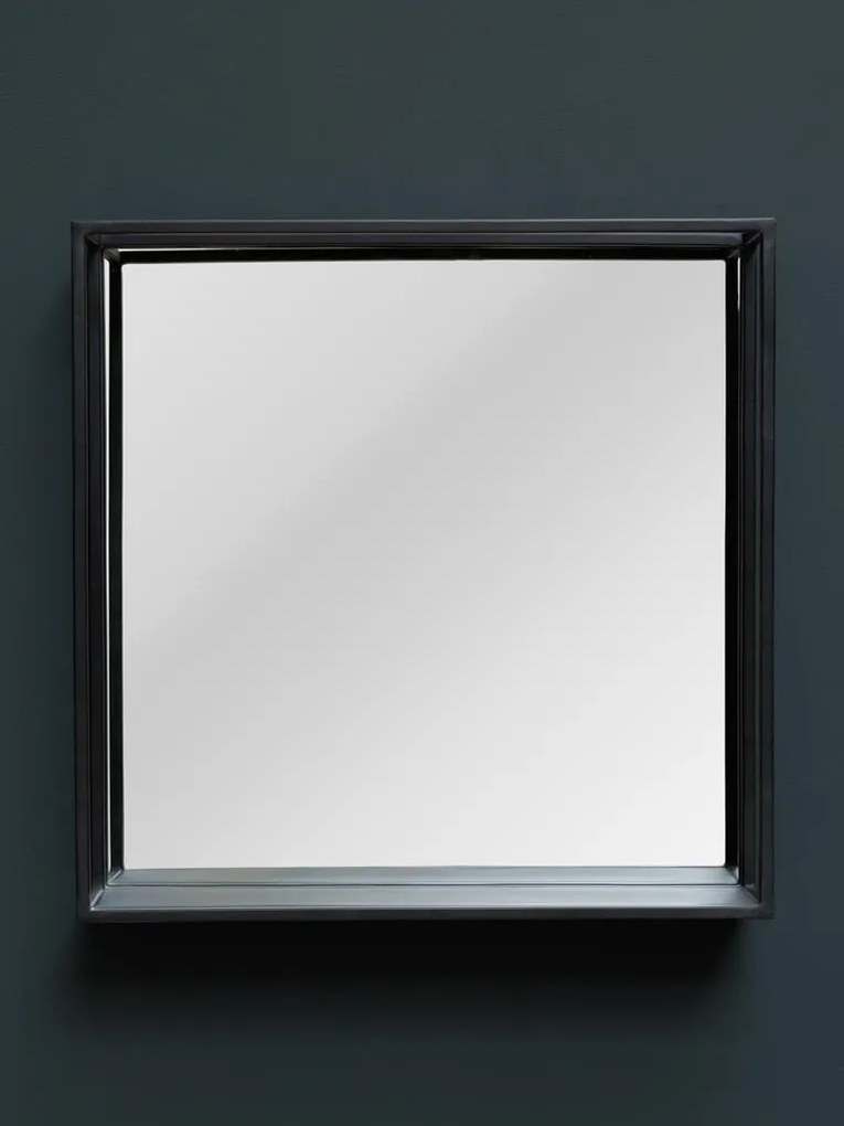 Oglinda de perete, neagra, din metal, Square