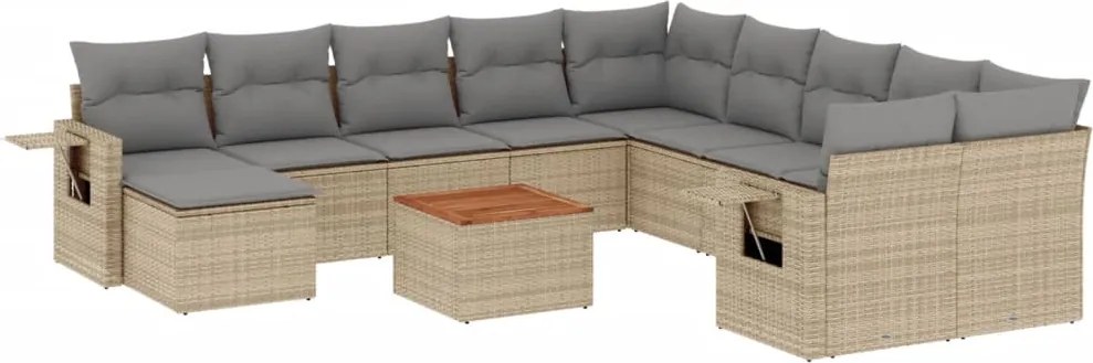 vidaXL Set canapele de grădină cu perne, 12 piese, bej, poliratan