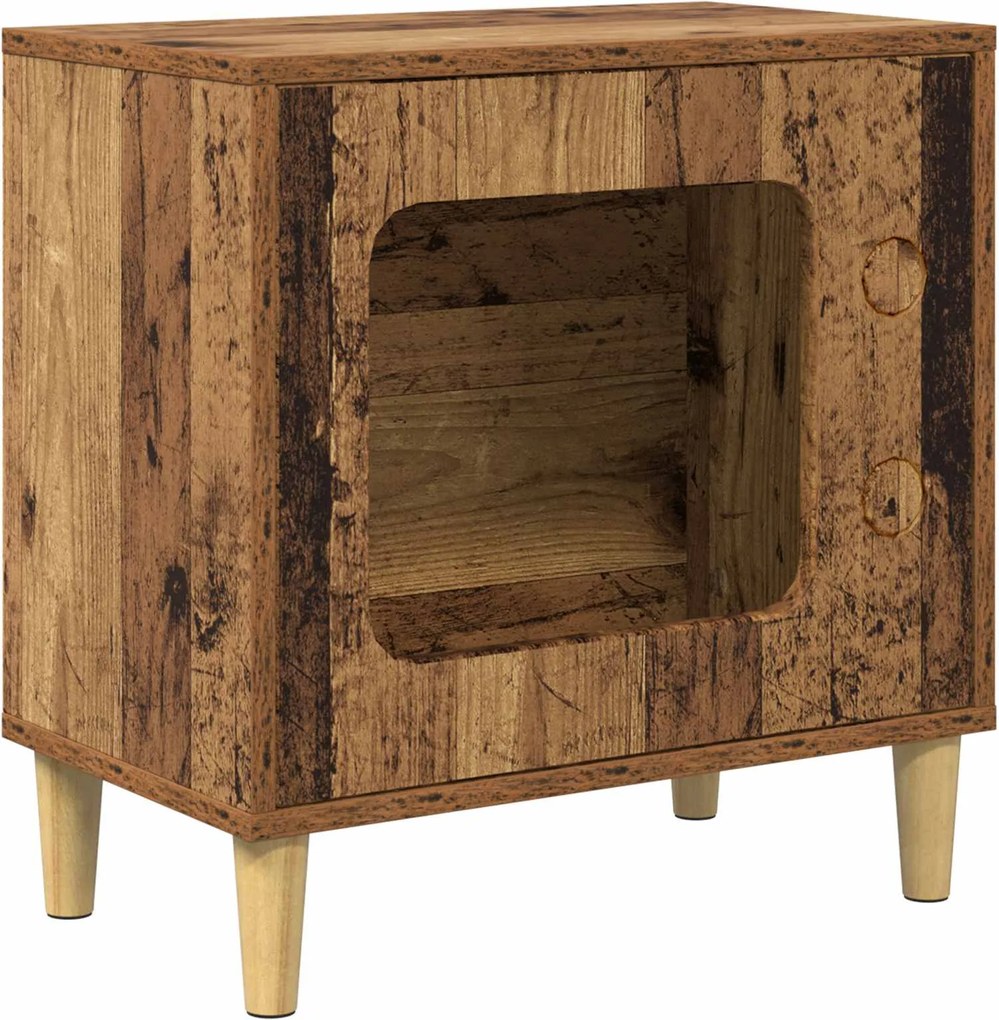 vidaXL Casa pentru pisici Lemn vechi 51 x 30 x 52 cm Lemn compozit