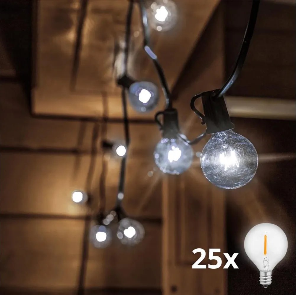 Brilagi - LED ghirlandă decorativă pentru exterior GIRLANDA 25xE12 20m IP44 alb rece