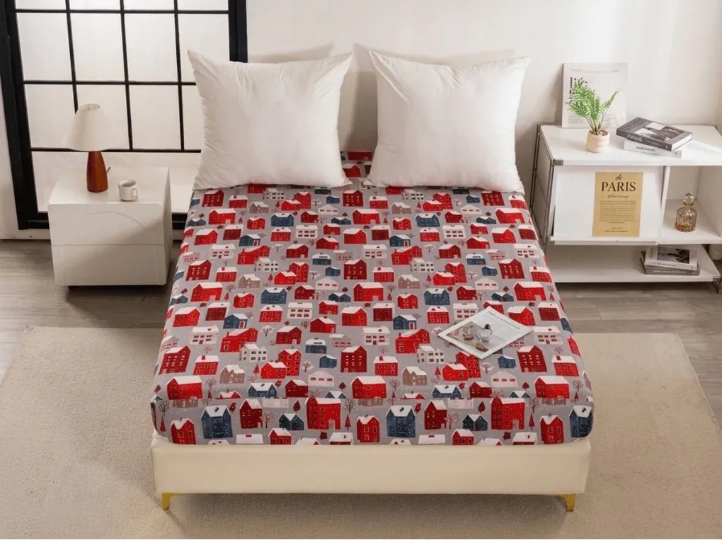 Cearsaf din microfibra WINTER COTTAGE gri 90x200 cm