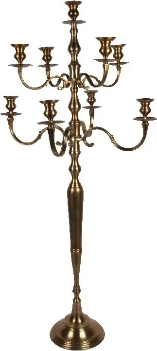 Sfeșnic de podea din aluminiu, auriu, cu 9 brațe, 182 x 80 cm, „Opéra”