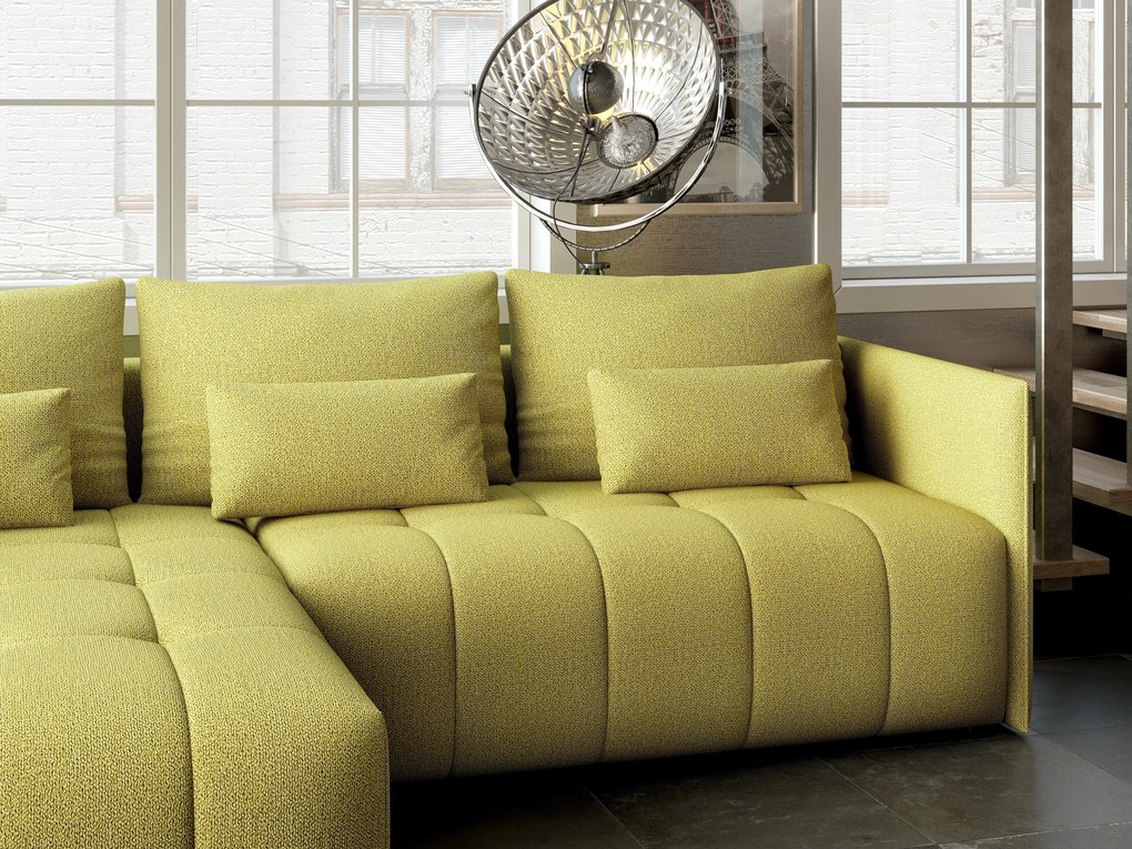 Colțar extensibil dumonde cu ladă de depozitare si sezut confortabil din spuma high-density, Malta Enjoy Green 235x185 cm