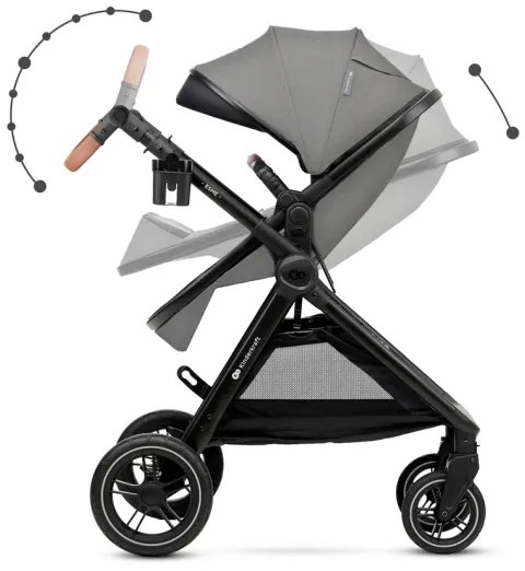 Cărucior de copii combinat 3 în 1 KINDERKRAFT ESME Moonlight grey + scaun auto MINK PRO