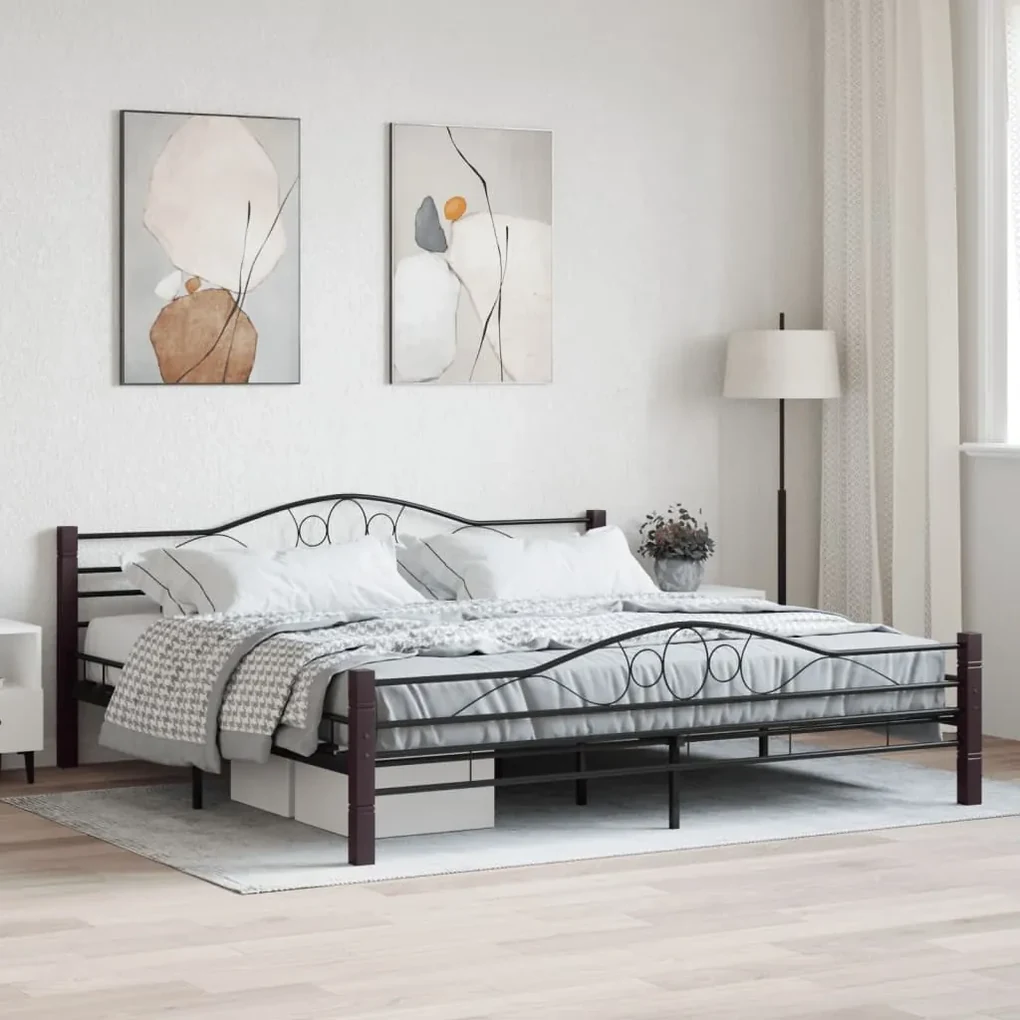 285296 vidaXL Cadru de pat, negru, 200 x 200 cm, metal
