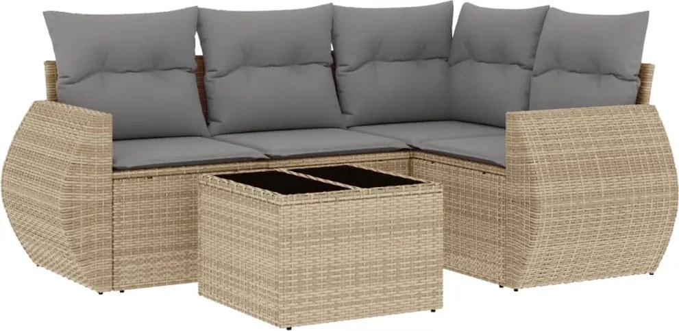 vidaXL Set canapele de grădină cu perne, 5 piese, bej, poliratan