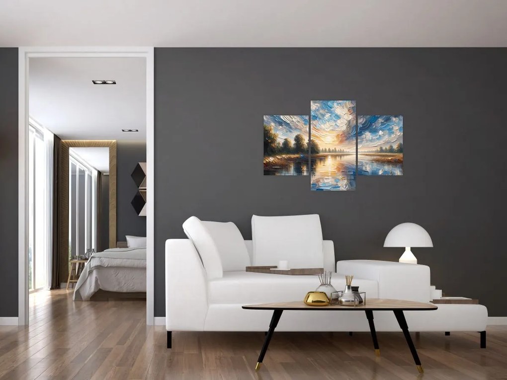 Tablou - Pictură cu soarele deasupra apei (90x60 cm)
