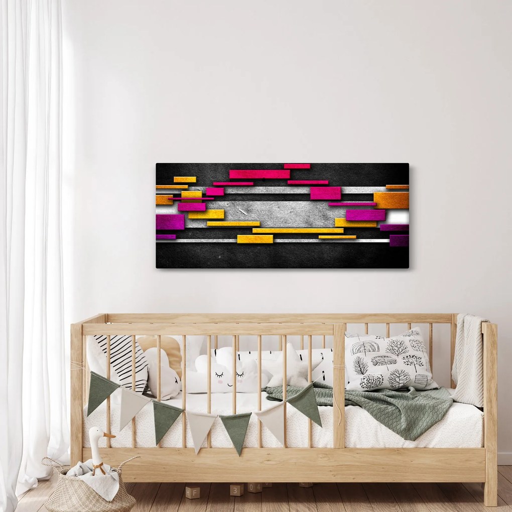 Tablou - Abstrac colorat, fundal negru (120x50 cm)