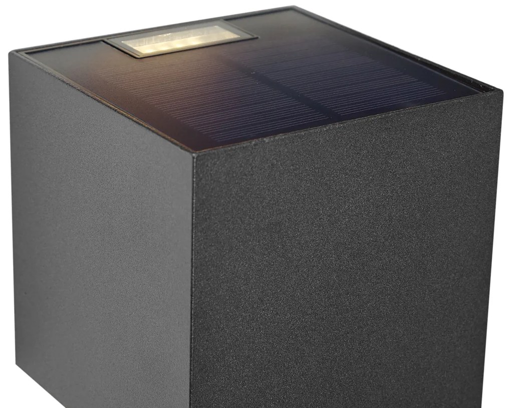 Lampă de perete de exterior neagră, inclusiv LED, cu 2 lumini, IP65, cu lumină reglabilă și solară - Charlene