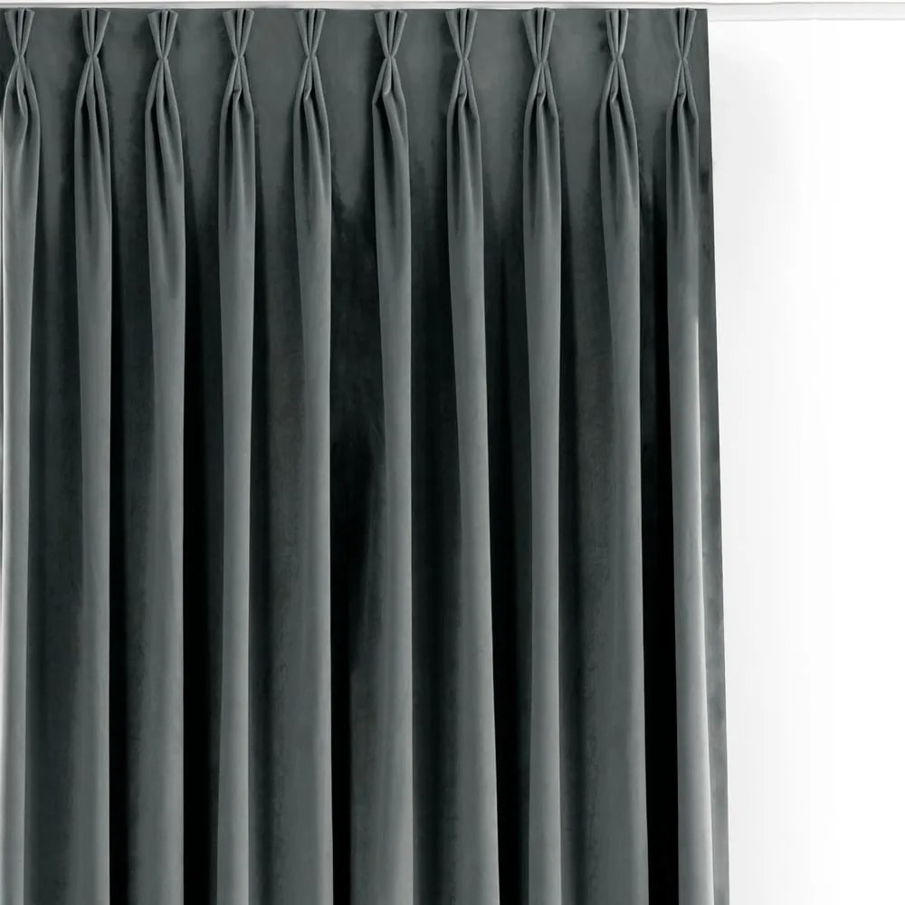Draperie gri închis dimout (semi-opacă) din catifea 200x250 cm Velto – Filumi
