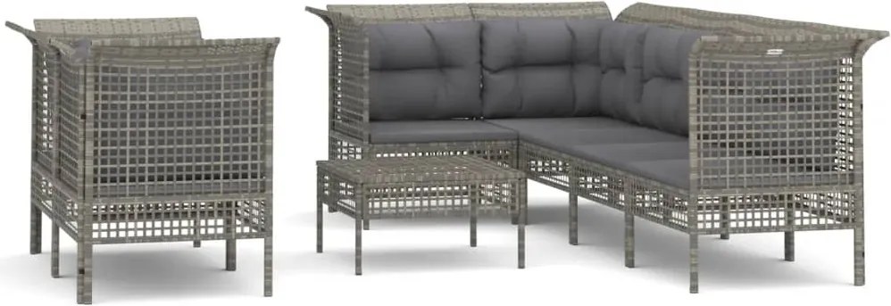 vidaXL Set mobilier de grădină cu perne, 8 piese, gri, poliratan