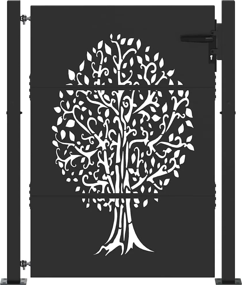 vidaXL Poartă de grădină Negru 110 x 130 cm Oțel vopsit în pulbere