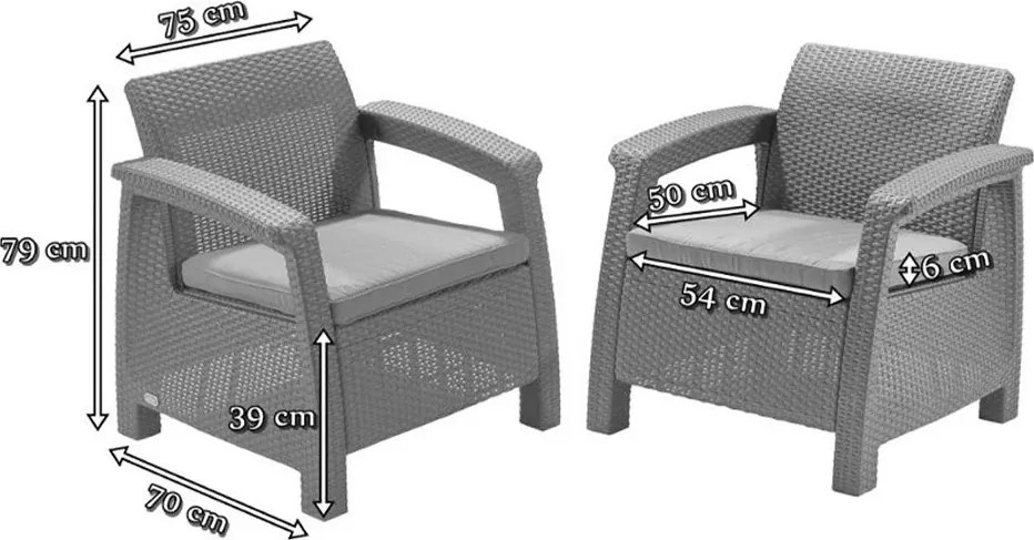 Set de mobilier de grădină Corfu Fiesta II duo cu masă melodică
