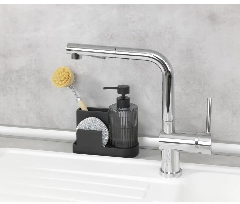 Suport pentru accesorii de spălat negru din polirășină Pina – Wenko