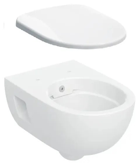 Set vas wc suspendat rimfree cu functie de bideu si capac Geberit Selnova