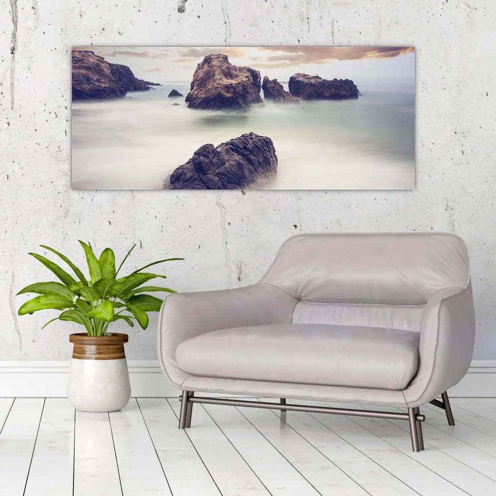 Tablou cu stânci în ceață (120x50 cm)
