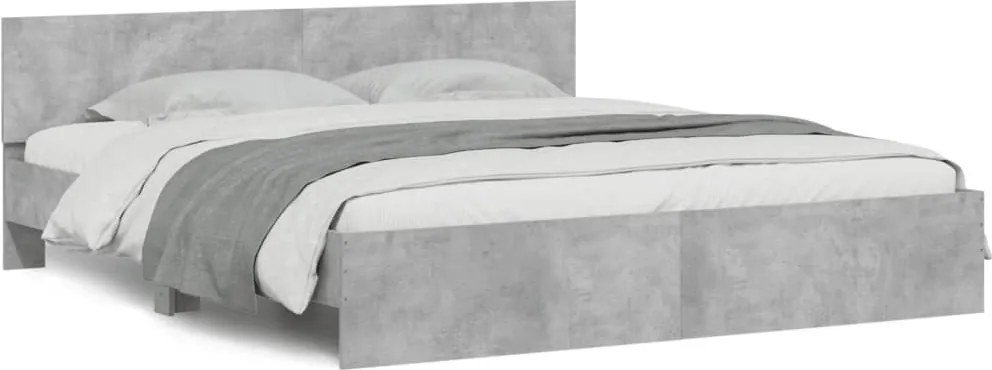 vidaXL Cadru de pat cu tăblie, gri beton, 160x200 cm