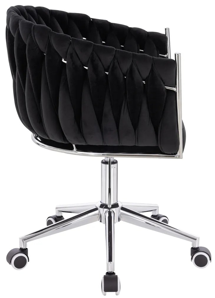 HR750K Scaun Neagră din Catifea cu Bază Cromata