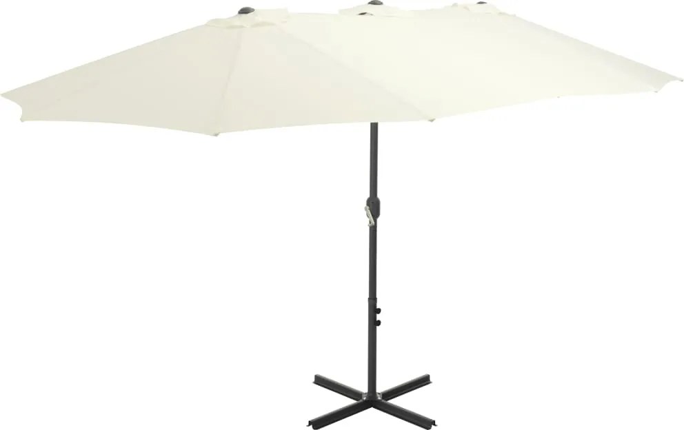 vidaXL Umbrelă soare exterior, stâlp aluminiu, nisipiu, 460 x 270 cm