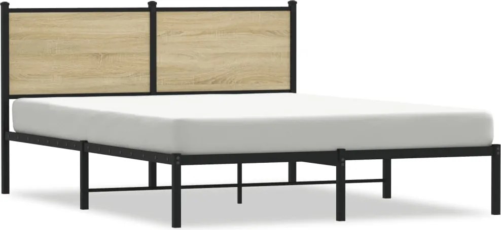 vidaXL Cadru de pat metalic fără saltea, stejar sonoma, 140x190 cm