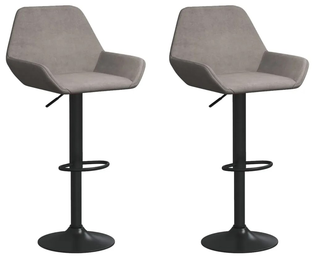 339368 vidaXL Scaune de bar, 2 buc., gri deschis, catifea