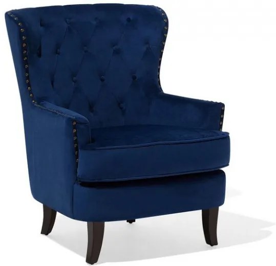 Fotoliu Viborg II, din catifea, albastru, 90 x 93 x 75cm