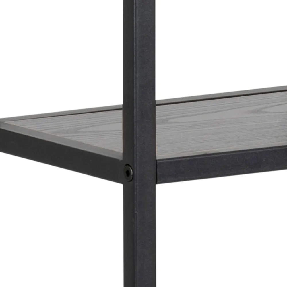 Bibliotecă de perete neagră cu aspect de lemn de frasin 75x91 cm Seaford – Actona