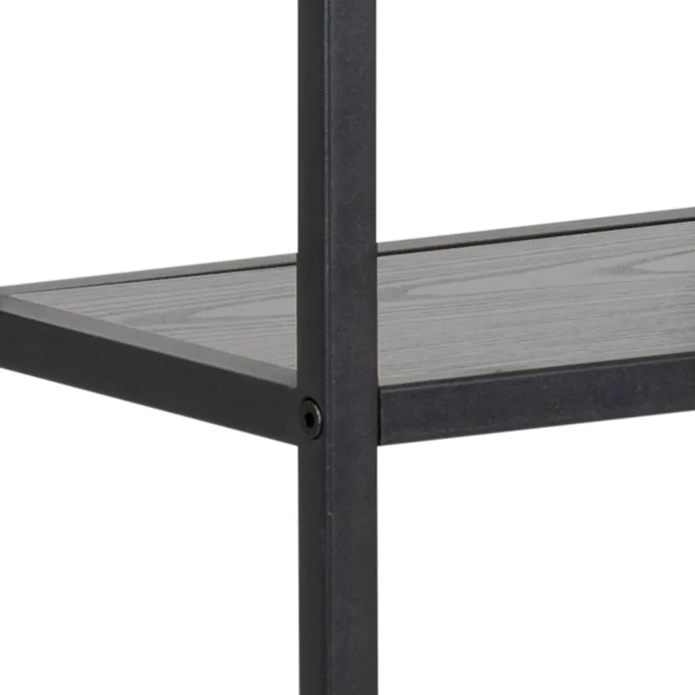 Bibliotecă de perete neagră cu aspect de lemn de frasin 75x91 cm Seaford – Actona