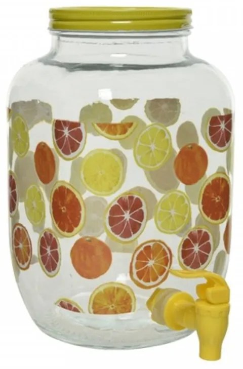 Dispenser pentru bauturi Citrus, Decoris, 4 L, 16x16x25 cm, sticla, transparent