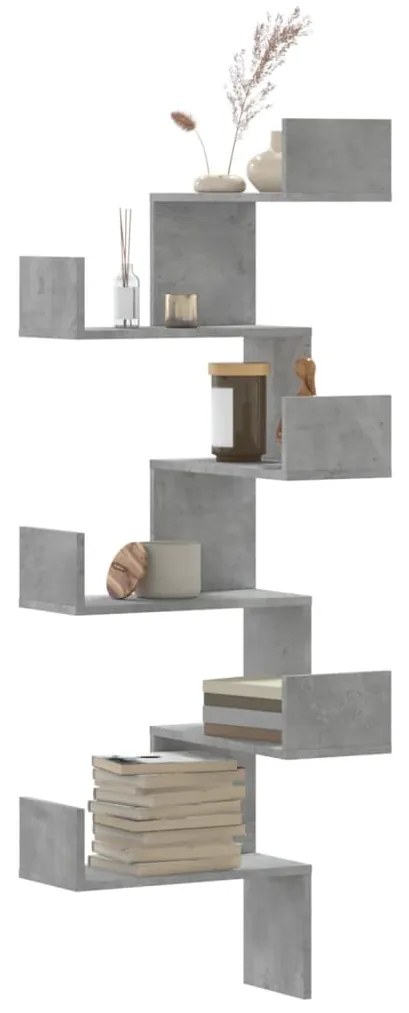 vidaXL Raft colțar perete gri beton 45x45x147 cm lemn prelucrat