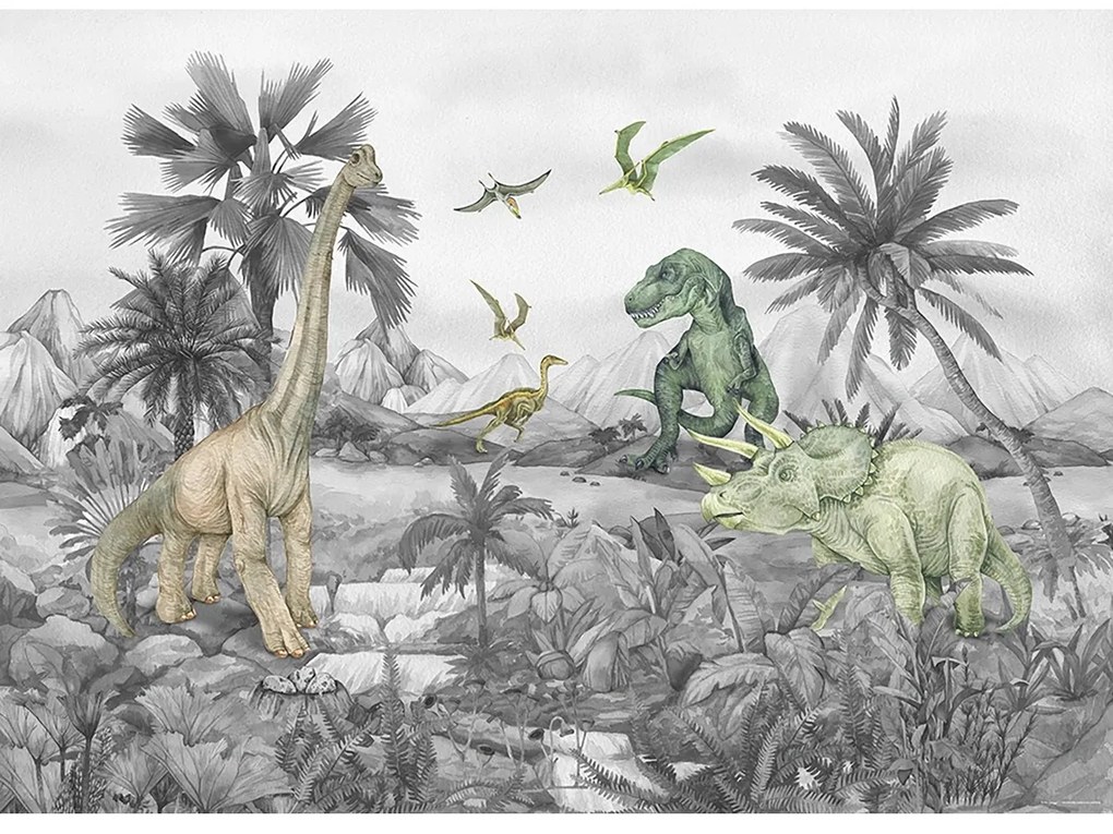 Tapet foto pentru copii Dino 252 x 182 cm, 4 părți