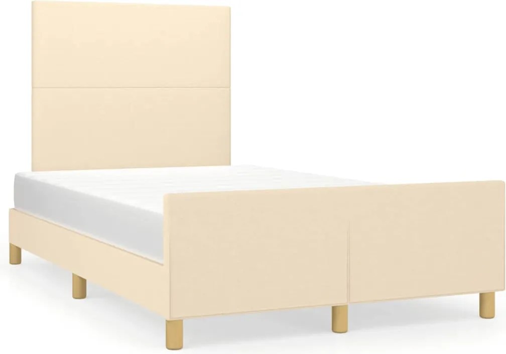 vidaXL Cadru de pat fără saltea cremă 120x190 cm țesătură