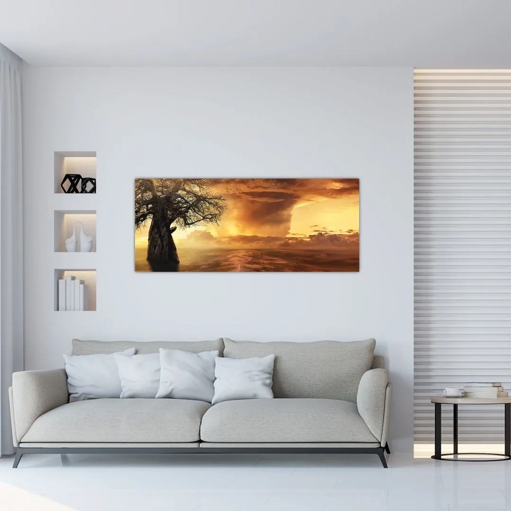 Tablou cu norii portocalii (120x50 cm)
