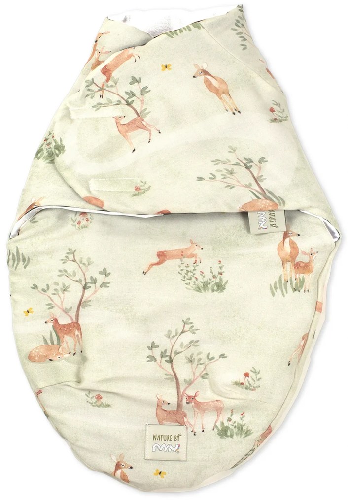Sistem de infasare Bambus, Inchidere Velcro, Baby swaddle, Caprioare + Cadou Rucsacel
