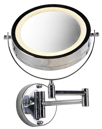 Oglinză de perete de design crom incluzând LED dim to warm reglabil IP44 - Vicino