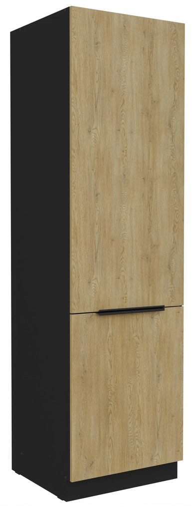 Dulap bucătărie pentru frigider încorporat Carminia 60 LO-210 2F (stejar cremona + negru). 1128016