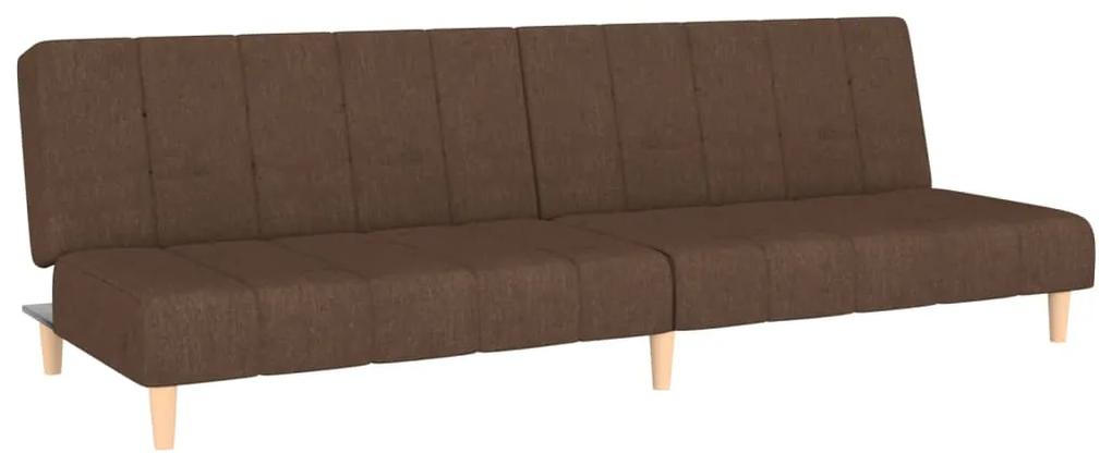 Canapea extensibila cu 2 locuri, maro, textil Maro, Fara suport de picioare