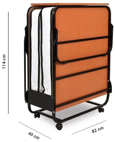 Pat pliabil metalic pentru o persoană cu saltea HERON 80x190 cm, alb, capacitate portantă 120 kg