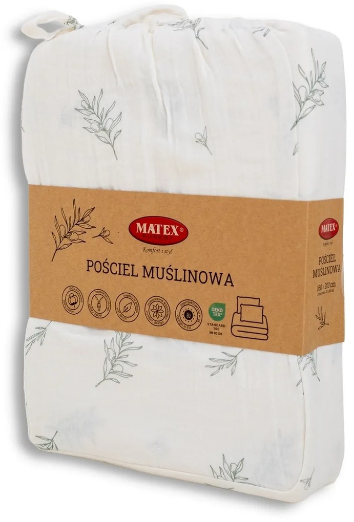 Lenjerie de pat din muselină Matex Olivka, 140 x 200 cm, 70 x 90 cm