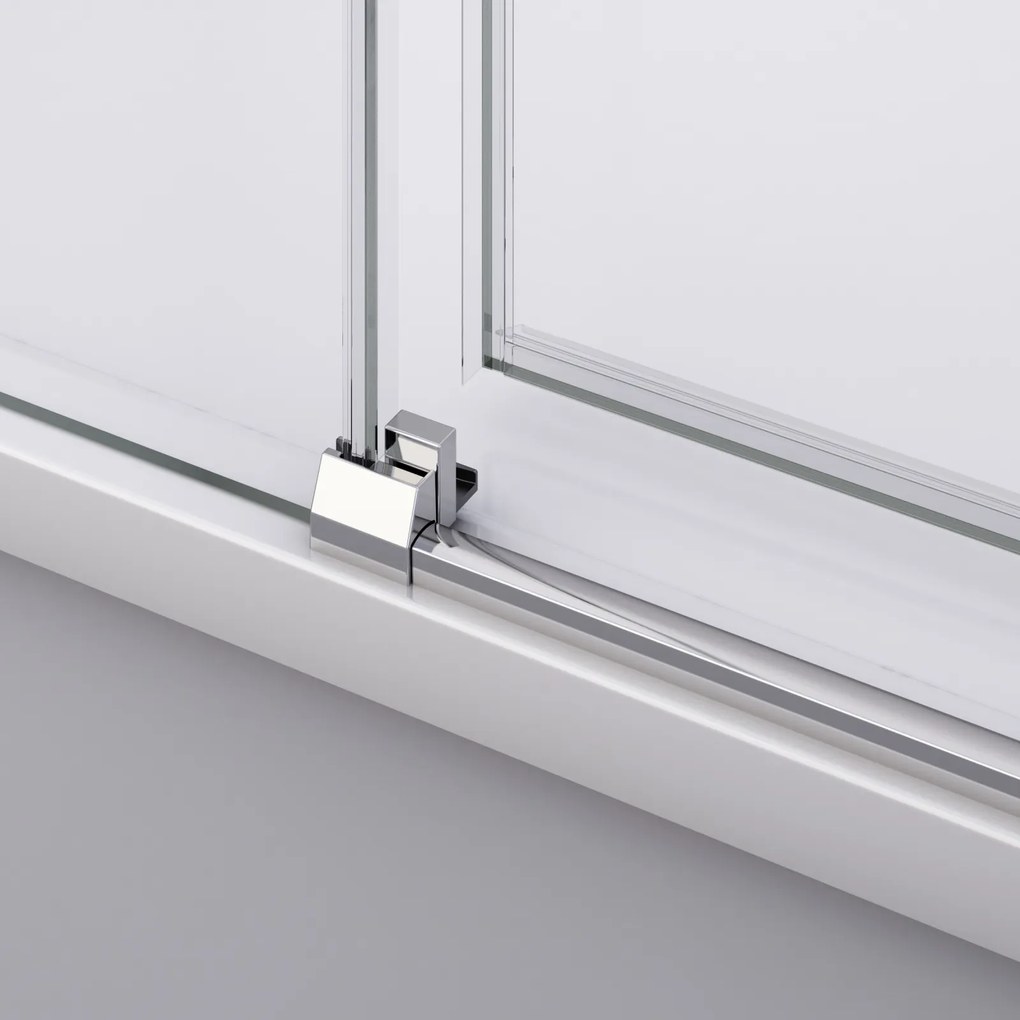 Cabina dus crom 140x100 cm, usa culisanta, grosime sticla 6 mm, tratament anticalcar, Ronal