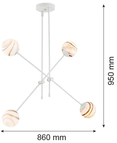 Lustră pe tijă Argon 1841 ABSOS 4xE14/7W/230V alb