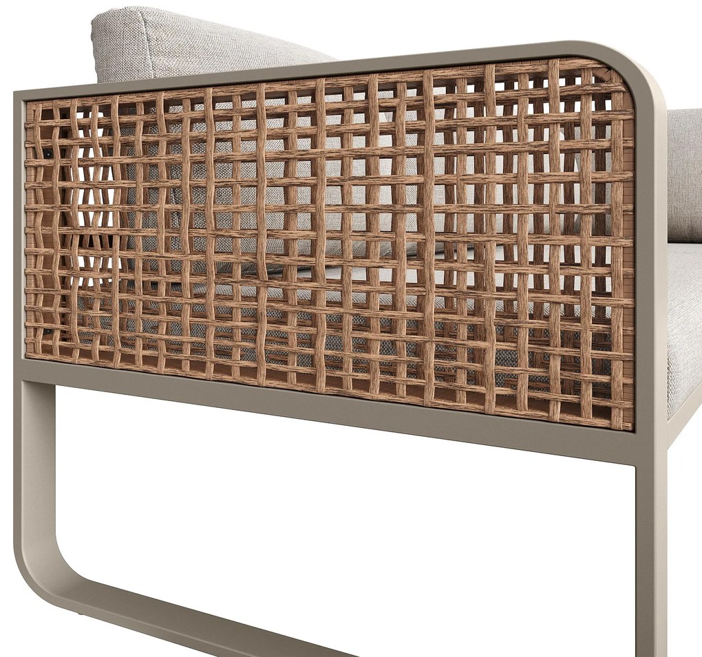 Set de lounge pentru grădină pentru 6-7 persoane, mobilier din ratan cu cadru din fier galvanizat și picioare reglabile, inclusiv perne pentru șezut și spate, Bej